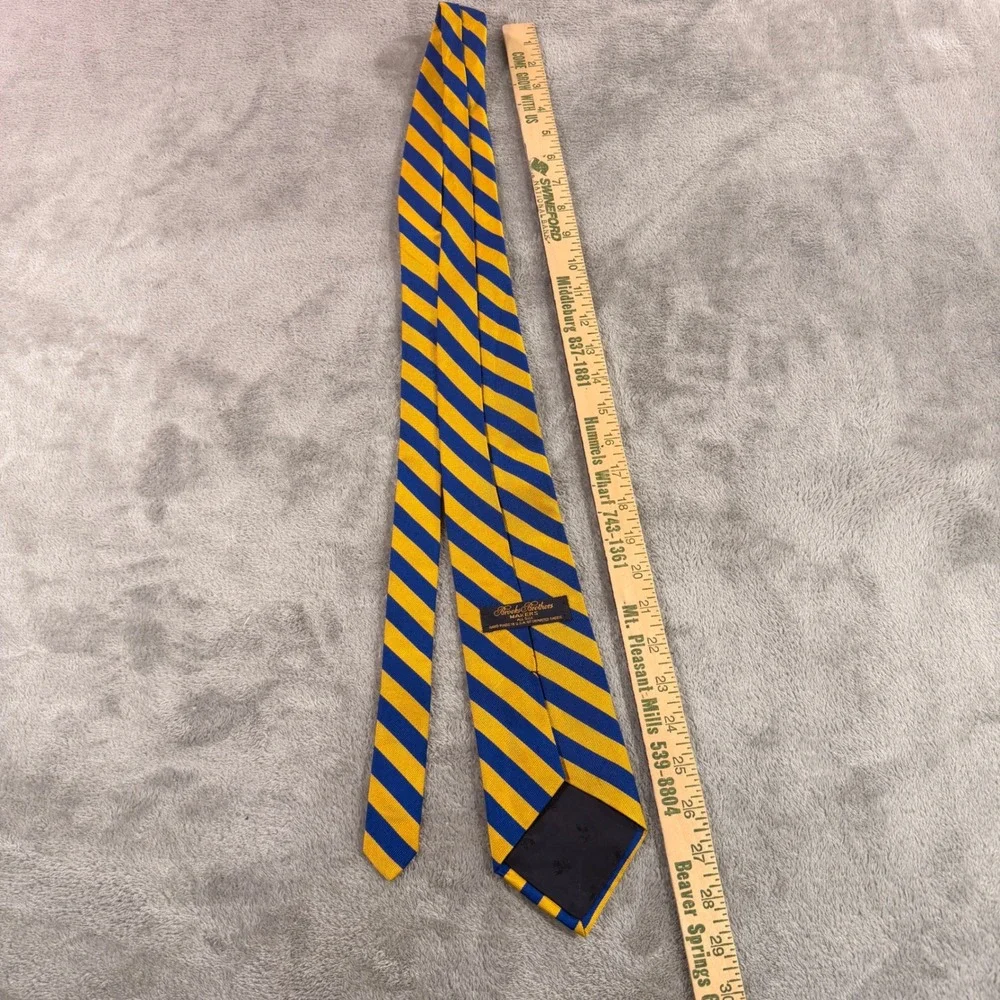 Brooks Brothers Necktie Mens OS Blue Yellow Striped Silk Makers Repp Tie USA